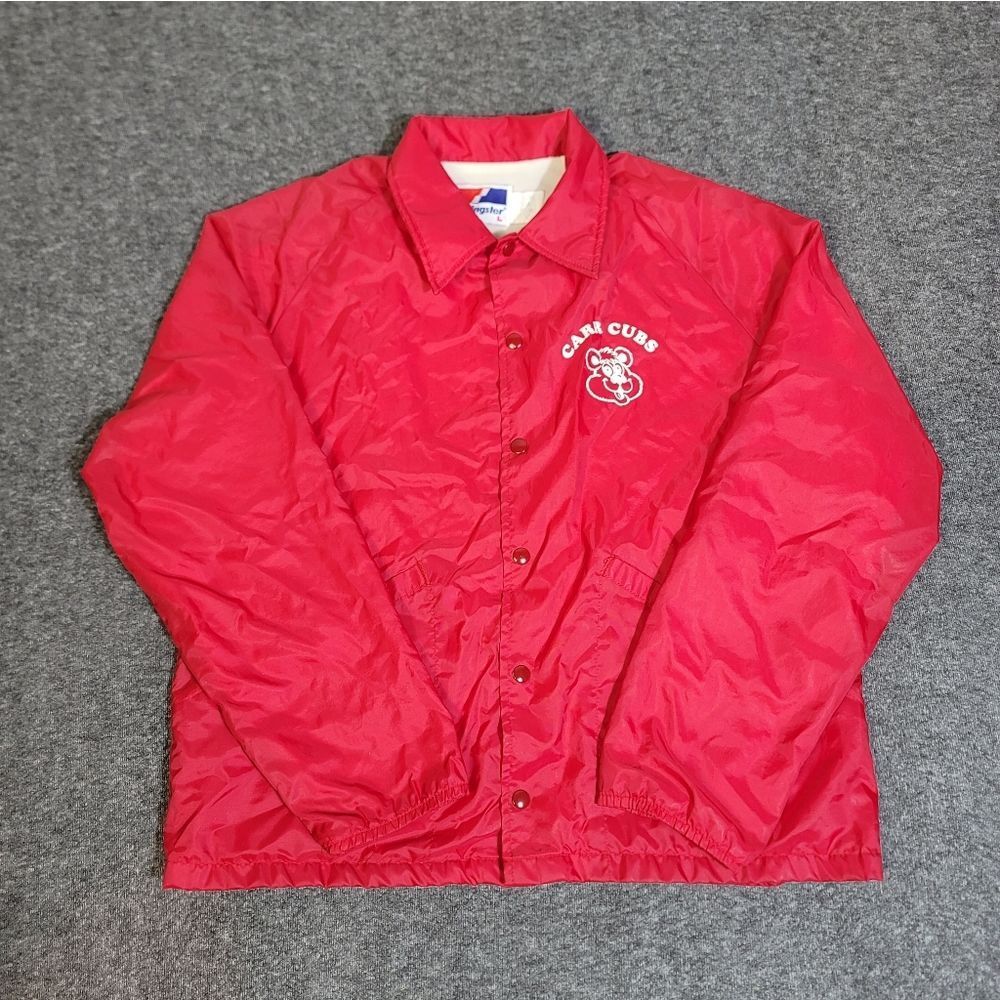 VTG 80s Swingster Coach Jacket Red CARR Cubs Bear Logo Made USA Men’s L